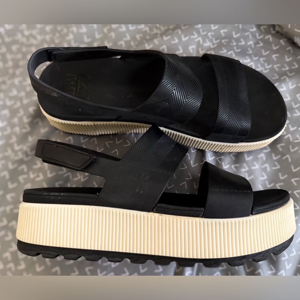 Reef Black Platform Sandals